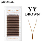 XIUSUZAKI Brown YY Shape Hand Woven Premium Synthetic Mink Eyelashes High Quality Soft Natural Meshy Net Cross False Eyelashes